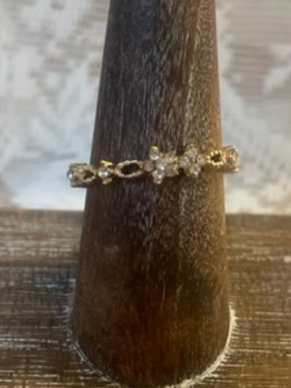 J.Crew Gold Crystal Band Ring | Delicate Stacking Ring 7